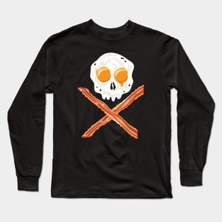 Bacon and Eggs Skull and Cross Bones Long Sleeve T-Shirt